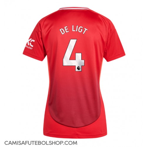 Camisa de time de futebol Manchester United Matthijs de Ligt #4 Replicas 1º Equipamento Feminina 2024-25 Manga Curta